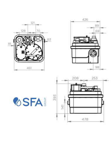 Installazione a pavimento SFA Stazione Di Sollevamento Trituratore SANICUBIC 1 New Model