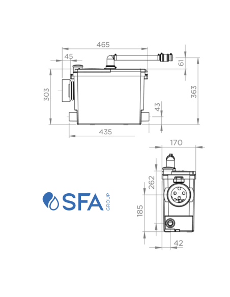 Installazione da incasso SFA Trituratore da incasso Sanipack Pro Up New