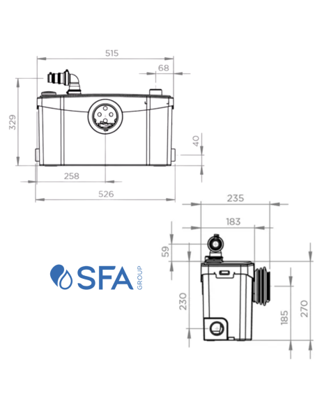 Installazione SFA Trituratore Sanitario Saniplus Up Silence New con WC