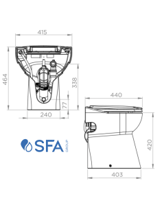 SFA WC con Trituratore Incorporato Sanicompact 43 Silence vista frontale 2
