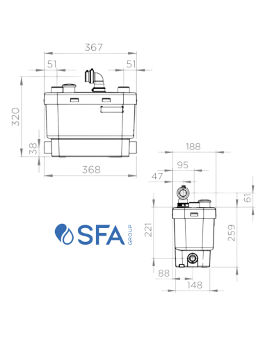 Dettaglio motore SFA Pompa per acque chiare Sanivite Plus New