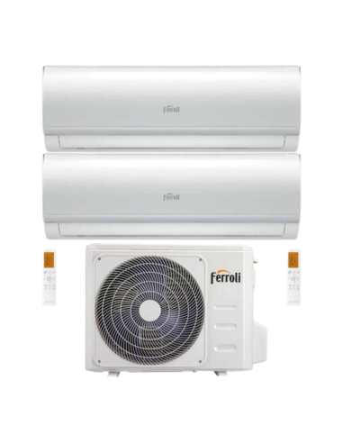 Ferroli Climatizzatore Dual Split Giada 9+9 con U.E. 2CP001PF-18-2 R32 Inverter Wi-Fi Classe A++