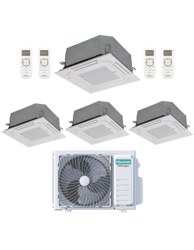 Hisense Climatizzatore Quadri Split Inverter a Cassetta ACT 9+9+9+12 con 4AMW81U4RJC R-32 Wi-Fi Optional