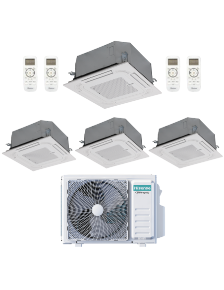 Hisense Climatizzatore Quadri Split Inverter a Cassetta ACT 9+9+9+12 con 4AMW81U4RJC R-32 Wi-Fi Optional