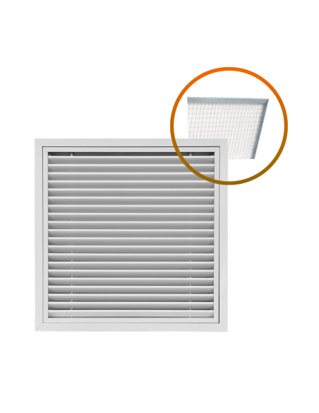 Griglia di Ripresa Portafiltro 595x595 mm ad Alette Fisse Inclinate