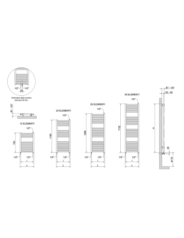 Cordivari Termoarredo Lisa 22 curvo bianco RAL 9010