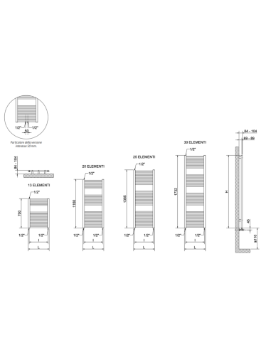 Cordivari Termoarredo Lisa 22 dritto cromato radiatore bagno