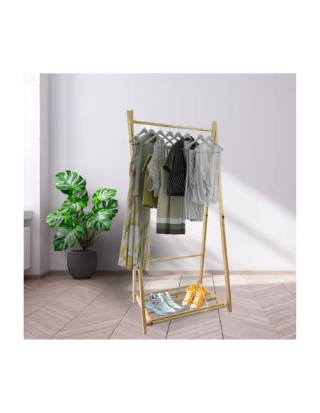 Appendiabiti in Legno Faggio con Ripiano Portascarpe