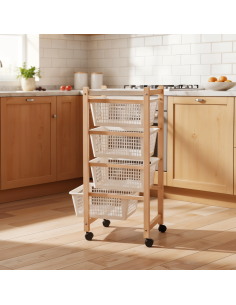 Carrello Cucina in Legno di Faggio Naturale 2