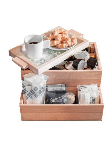 Portacialde in Legno Faggio con vassoio colore Naturale