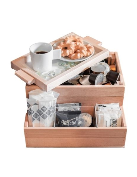 Portacialde in Legno Faggio con vassoio colore Naturale