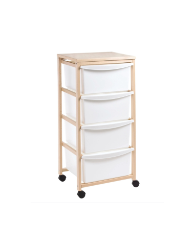 Cassettiera legno faggio naturale con 4 ceste