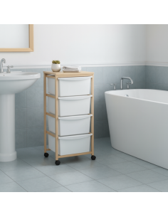 Cassettiera legno faggio naturale con 4 ceste 2