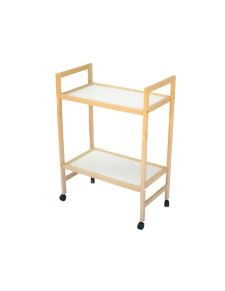 Carrello cucina legno faggio con 2 ripiani naturale