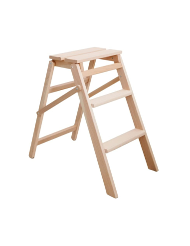 Scala pieghevole compatta 3 gradini legno faggio