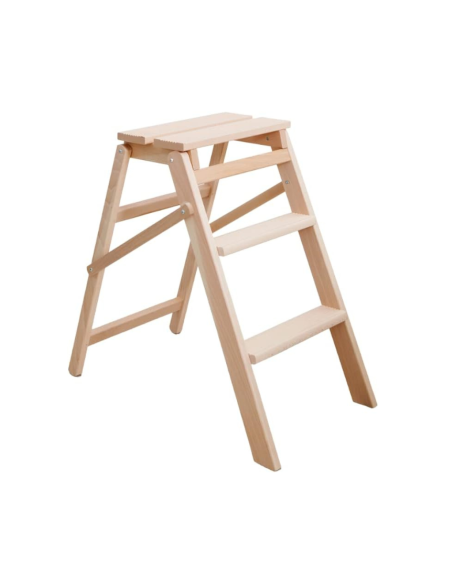 Scala pieghevole compatta 3 gradini legno faggio