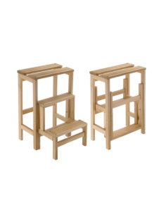 Sgabello pieghevole legno faggio 3 gradini con ribalta 2