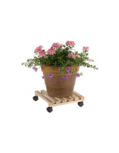 Supporto mobile per vasi in legno di faggio naturale 2